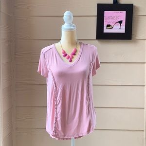 Knox Rose pale pink unique lace top